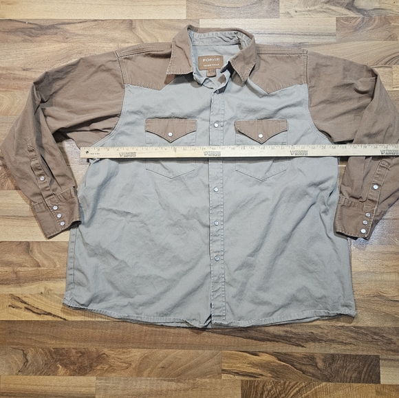 Forge Workwear Pearl Snap Canvas Shirt XXL Tan Brown Western - Picture 5 of 8
